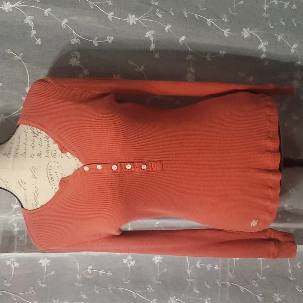 Lauren Ralph Lauren womens Burnt Orange long sleeve size Medium Henley shirt